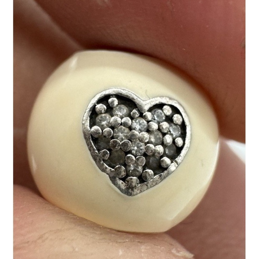 Disney Pandora Mickey Mouse Heart Enamel Charm Sterling Silver 791586CZ Cream
